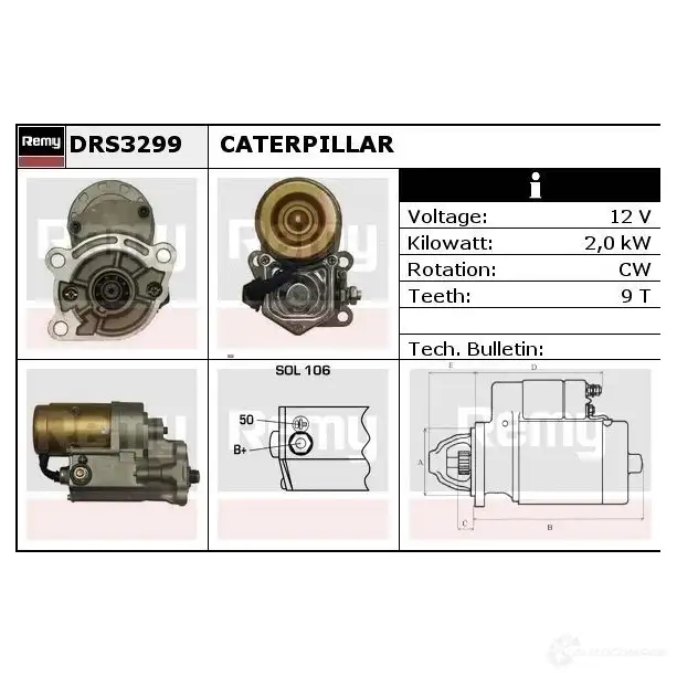 Стартер REMY SETOV 1860358 drs3299 D S4409 изображение 0