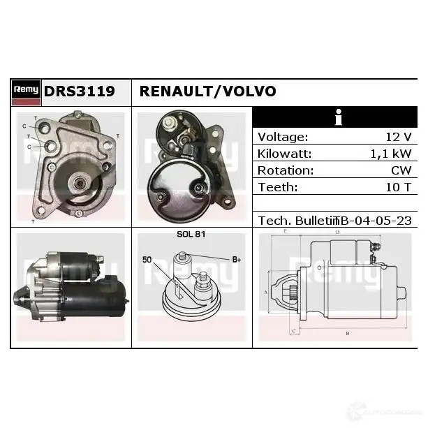 Стартер REMY DS 4229 1860219 drs3119 KJK1V изображение 3