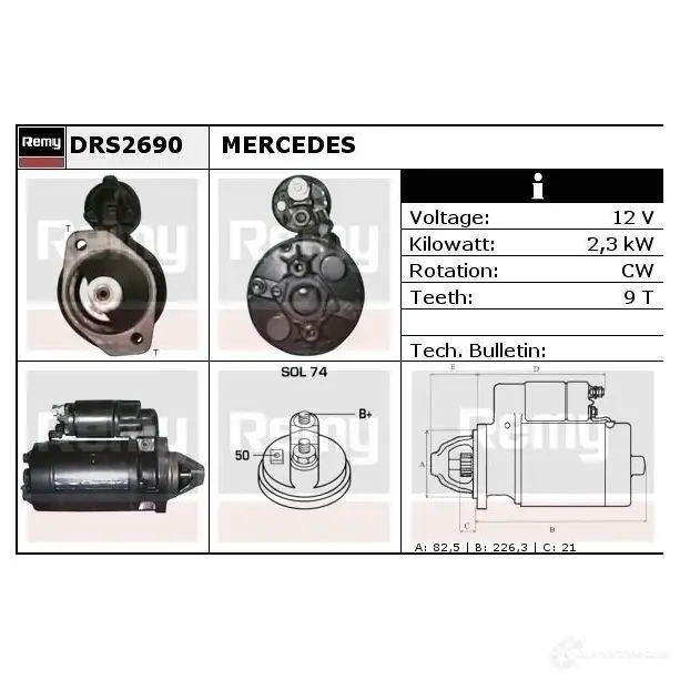 Стартер REMY 09LZSUL 1860105 DS 3800 drs2690