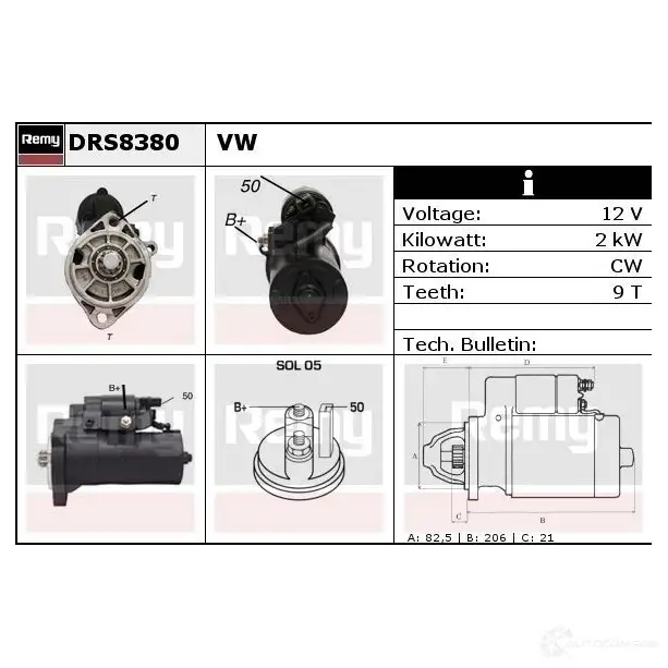 Стартер REMY 1861185 DS94 90N drs8380n 7APQ4F - Изображение 1