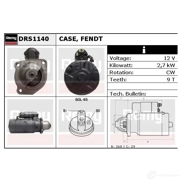 Стартер REMY WTF5F 1859955 DS22 50 drs1140 изображение 0