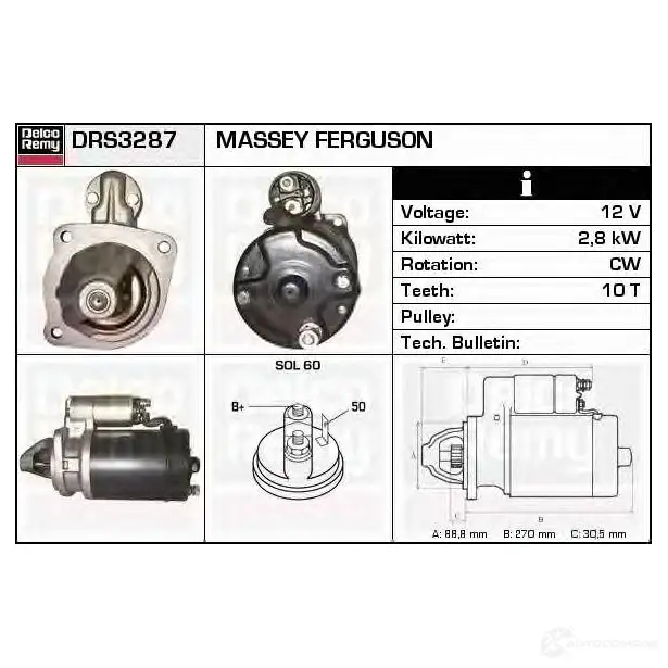 Стартер REMY 6T5YPH4 DS43 97N 1860350 drs3287n изображение 1