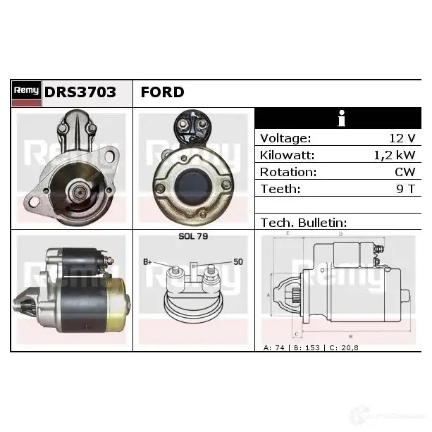 Стартер REMY drs3703 D S4813 RIBV4ZS 63624610