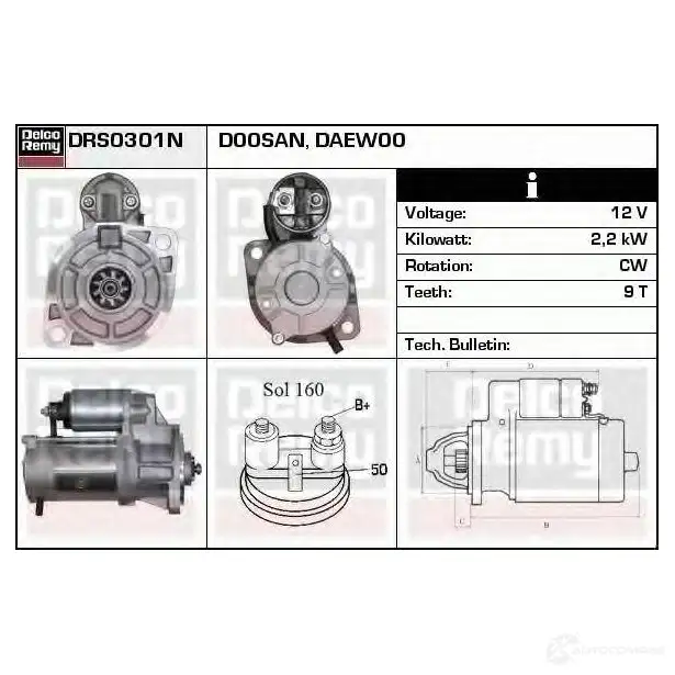 Стартер REMY DS141 1N 1859197 J8OQBG drs0301n - Изображение 1