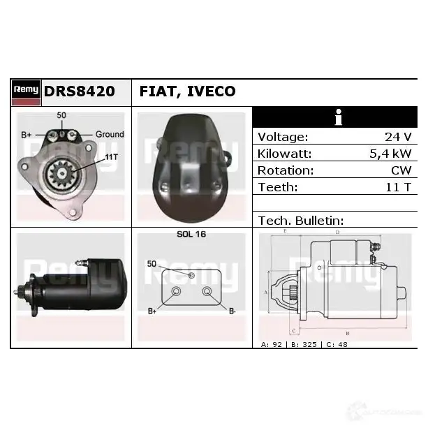 Стартер REMY drs8420 SDTJ80 DS953 0 1861187 изображение 1