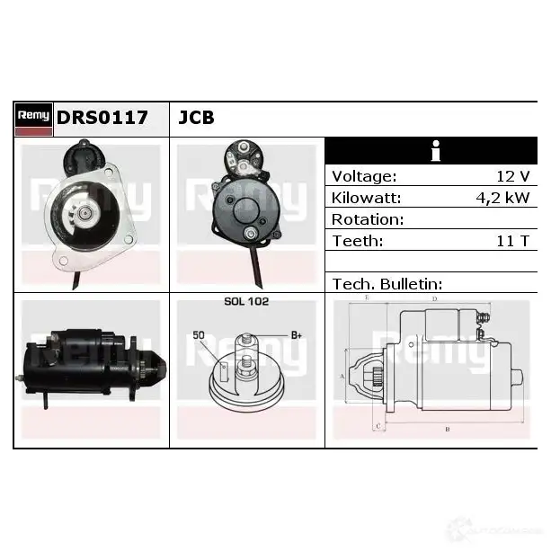 Стартер REMY CFK2F3P DS122 7 drs0117 1859011 изображение 0