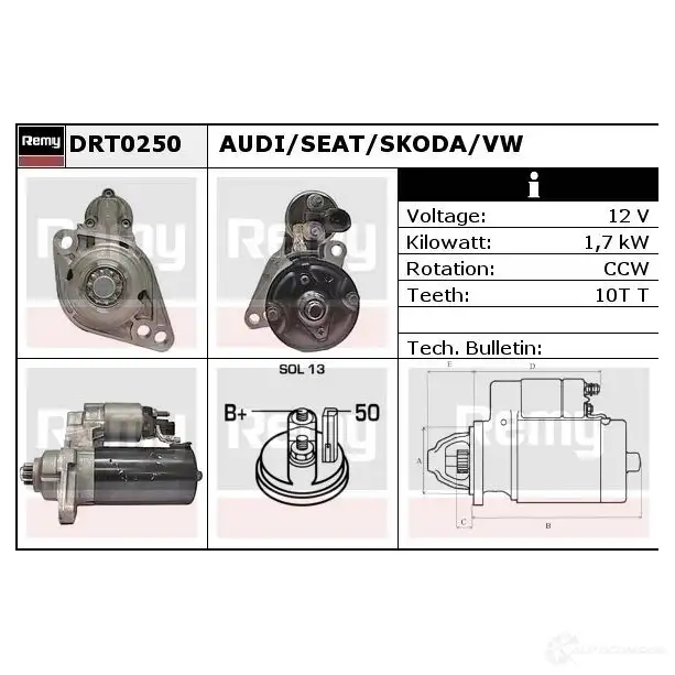 Стартер REMY DT136 0 drt0250 1861244 RKZ7OZZ изображение 0