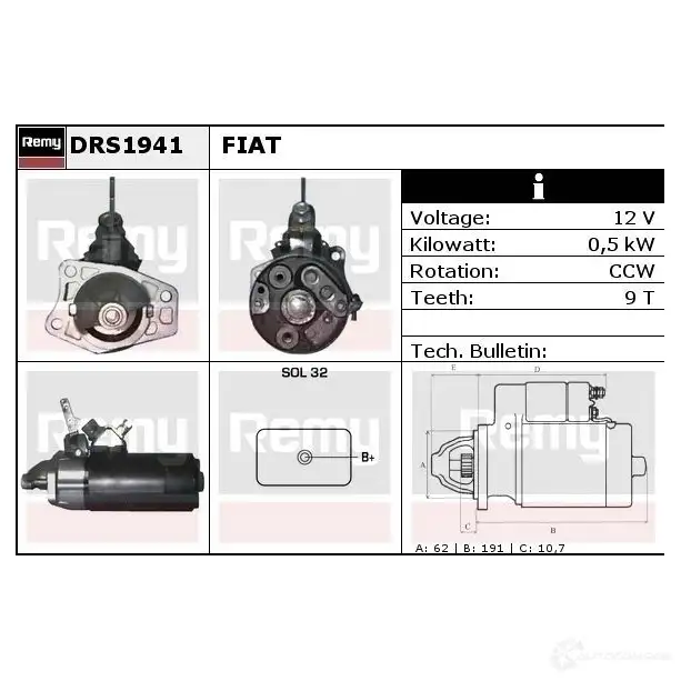 Стартер REMY DS30 51 B4RM12B 1860039 drs1941