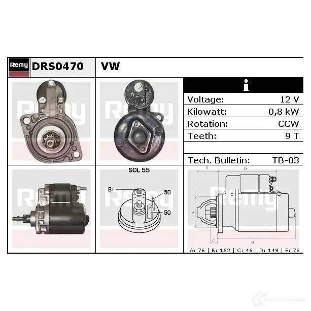Стартер REMY 1859336 J78F9 DS1 580 drs0470 изображение 2