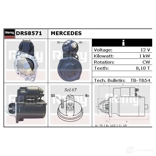 Стартер REMY drs8571 PCNZFH 1861196 DS 9681 изображение 1