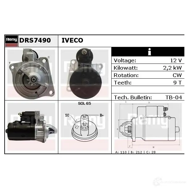 Стартер REMY drs7490 1861123 ZSUOX DS860 0 изображение 1