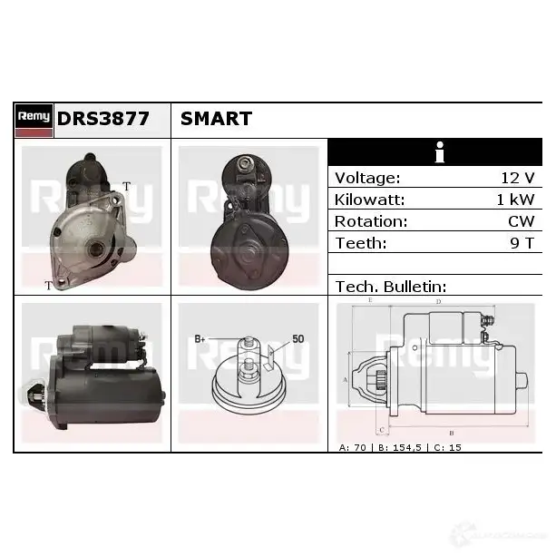 Стартер REMY DS49 87 drs3877 1860792 IV71F4Z изображение 0