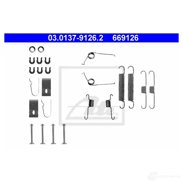 Ремкомплект тормозных накладок ATE 03013791262 53558 669 126 3FRAA7