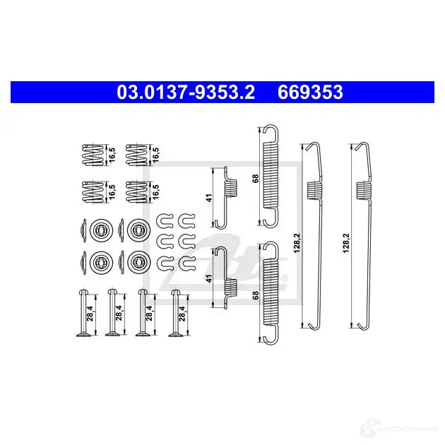 Ремкомплект тормозных накладок ATE JTZ3W2 R 1438181567 03013793532