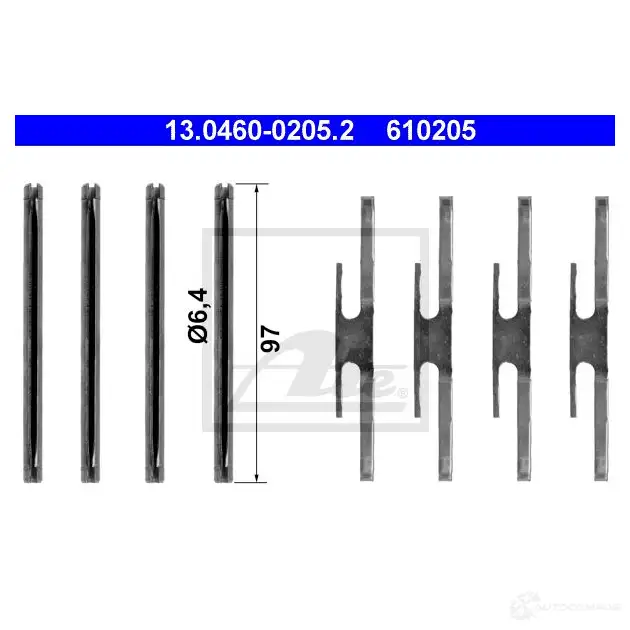 Ремкомплект колодок ATE 887ZVZ 6 10205 13046002052 55907