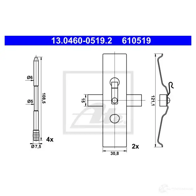 Ремкомплект колодок ATE ODWBCS M 1438182765 13046005192 изображение 0