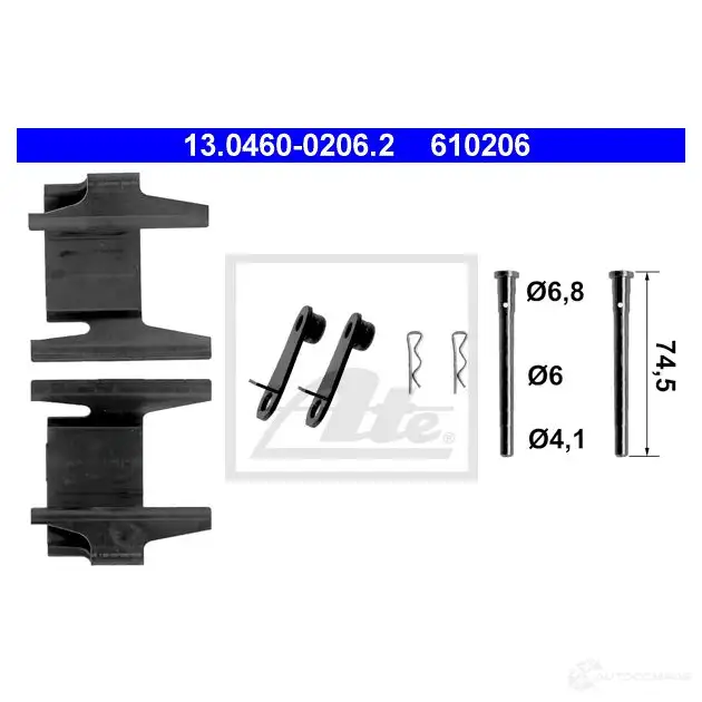 Ремкомплект колодок ATE 61 0206 13046002062 55908 07LO02V изображение 0