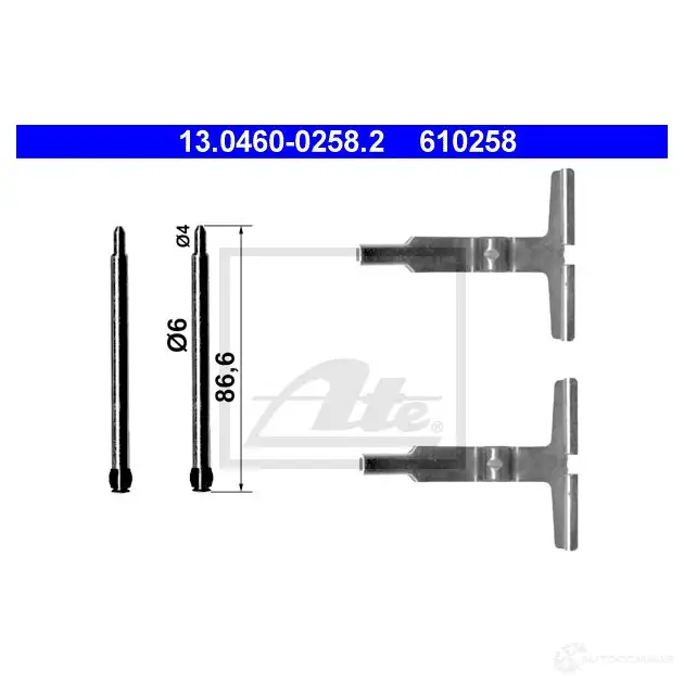 Ремкомплект колодок ATE 13046002582 YT4DK6U 55934 61 0258 изображение 0