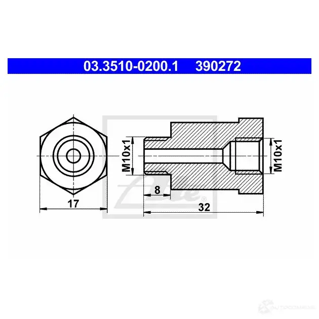 Переходник тормозной труби ATE 54391 03351002001 M5I5X2 39 0272