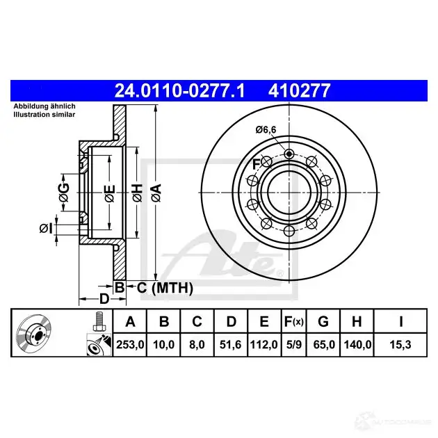 Тормозной диск ATE DXHYM 41 0277 57743 24011002771 изображение 0