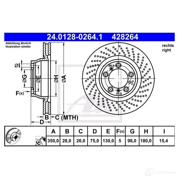 Тормозной диск ATE ITBUQ 42 8264 58861 24012802641 - Изображение 1