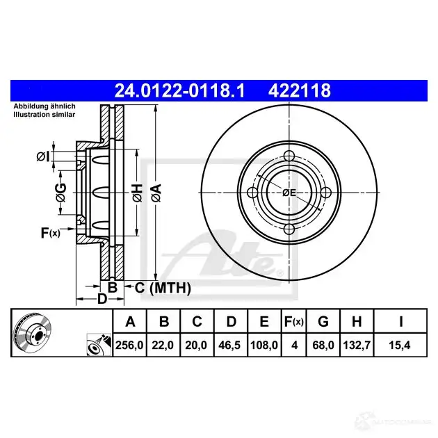 Тормозной диск ATE NR0LKZ 4 22118 58276 24012201181 изображение 4