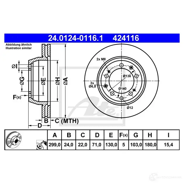 Тормозной диск ATE 58457 EU42WL2 24012401161 4241 16 изображение 0