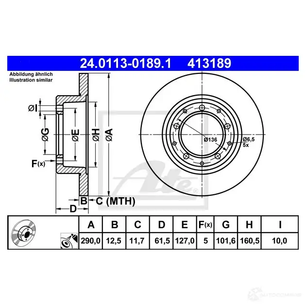 Тормозной диск ATE YAZFN 58025 4131 89 24011301891 изображение 0