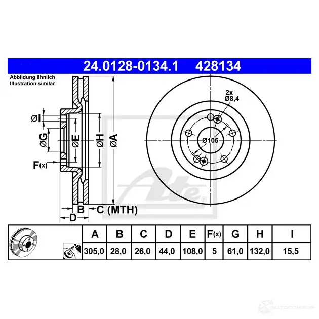 Тормозной диск ATE 58754 RX5OC 42813 4 24012801341 изображение 0