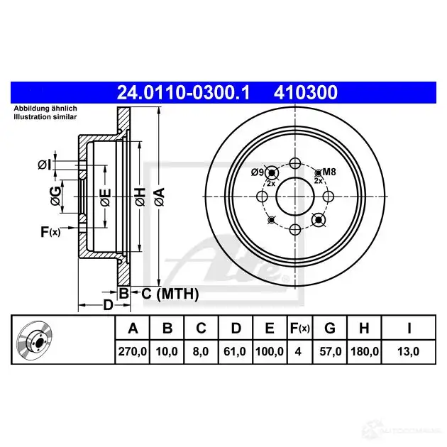 Тормозной диск ATE IIBQG 57763 24011003001 410 300 изображение 0
