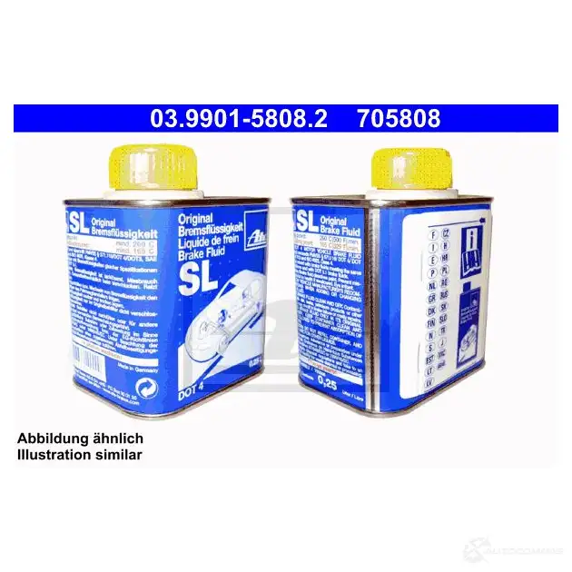 Тормозная жидкость DOT 4, 0.25 л ATE 55174 H3JYDOC 03990158082 70 5808 изображение 1