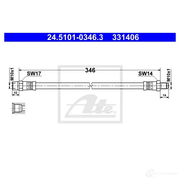 Тормозной шланг ATE 62269 24510103463 33140 6 731SA4K изображение 0