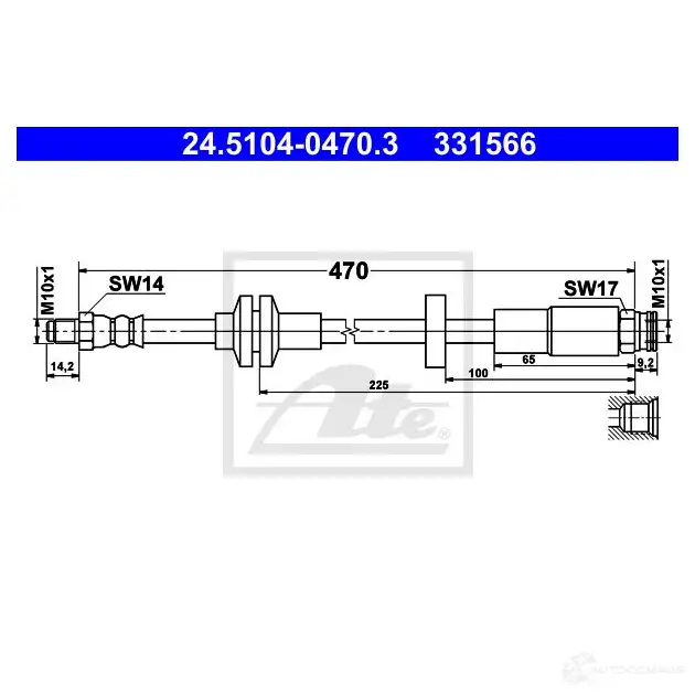 Тормозной шланг ATE BVZ8JW 24510404703 1424606520 3315 66 изображение 0