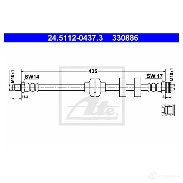 Тормозной шланг ATE 33 0886 V9SUTY 62380 24511204373
