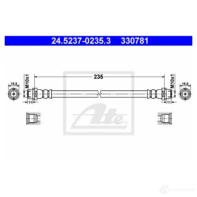 Тормозной шланг ATE 24523702353 3307 81 4EDLE6L 62646 изображение 0