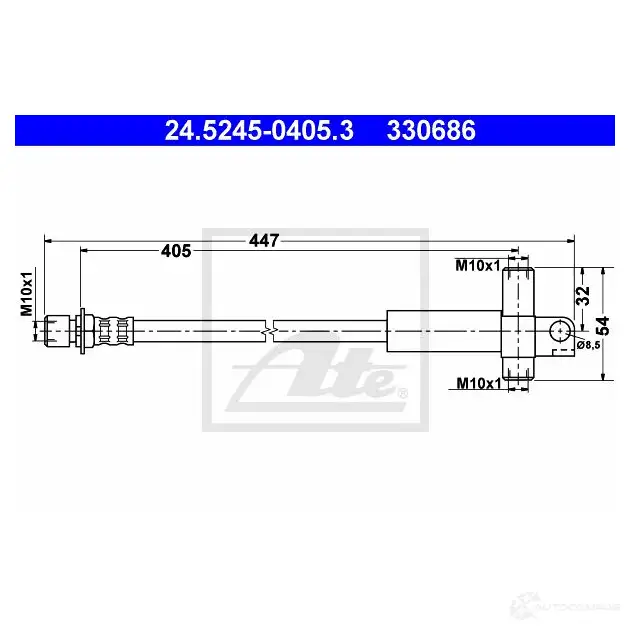 Тормозной шланг ATE 3306 86 SIEOU7 62683 24524504053 изображение 0