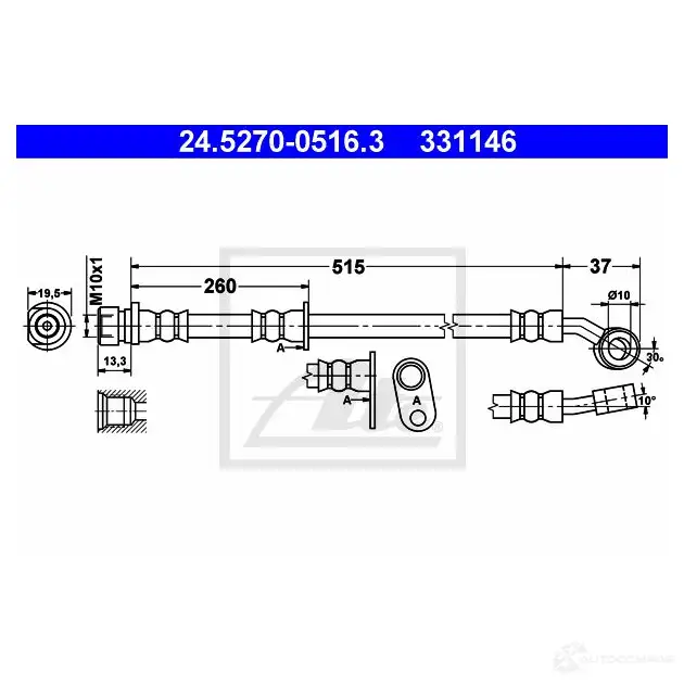 Тормозной шланг ATE 33 1146 62789 8SL4Y 24527005163 изображение 0