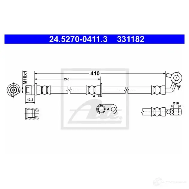 Тормозной шланг ATE 24527004113 62776 3475W 33 1182 изображение 0