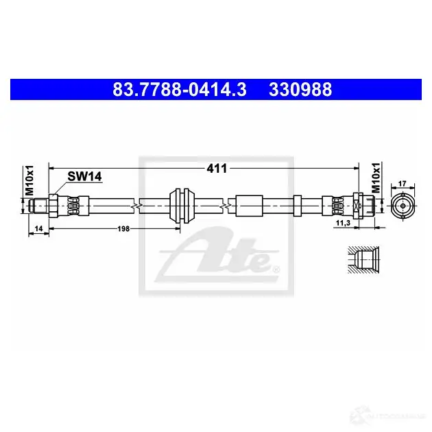 Тормозной шланг ATE GIQAT 63697 33098 8 83778804143 изображение 0