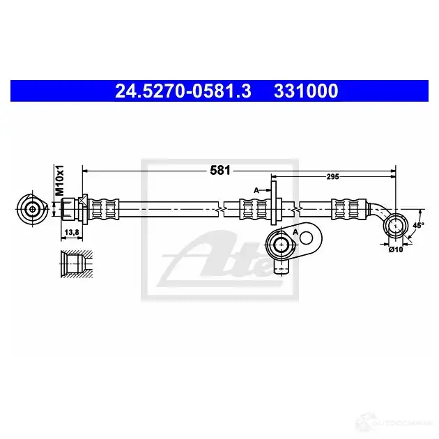 Тормозной шланг ATE 24527005813 3310 00 62790 2F7C3LC изображение 0