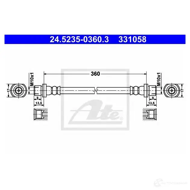 Тормозной шланг ATE VDR8A4Y 33 1058 1423016371 24523503603 изображение 0