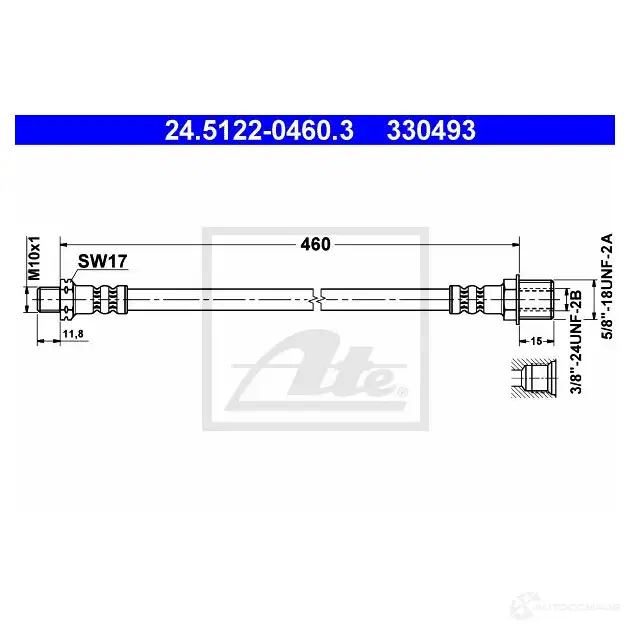 Тормозной шланг ATE 24512204603 62419 3304 93 D5P3ZGZ