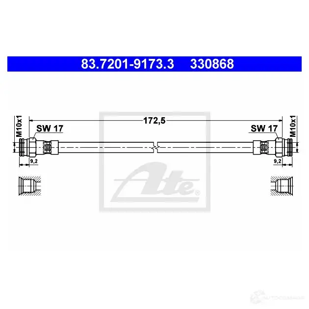 Тормозной шланг ATE 83720191733 98HIB7D 63627 330 868