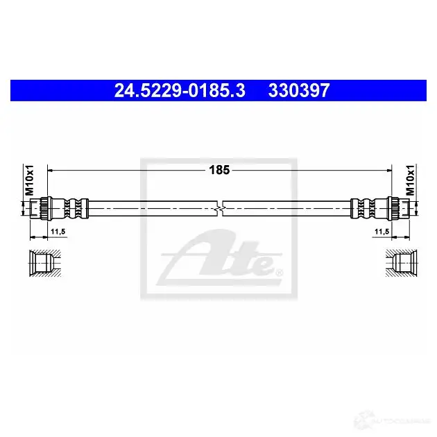 Тормозной шланг ATE 62612 24522901853 33 0397 RB9CZ изображение 0