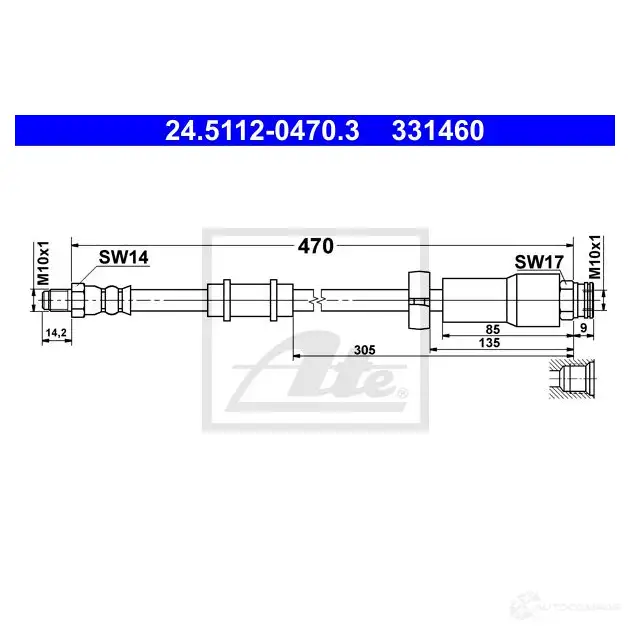 Тормозной шланг ATE MSZ2J7S 24511204703 62390 33146 0