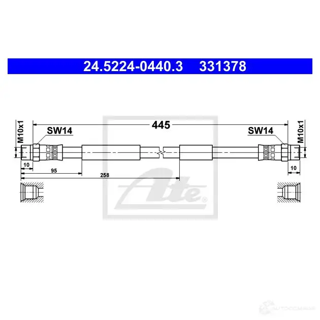Тормозной шланг ATE ZMS0CZC 62586 24522404403 33137 8