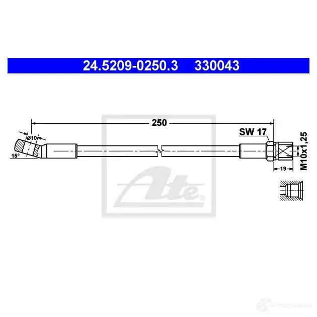 Тормозной шланг ATE 24520902503 33004 3 FFV8EN 62578