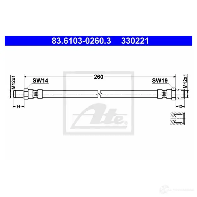 Тормозной шланг ATE L1TFG 63351 83610302603 33 0221 изображение 0