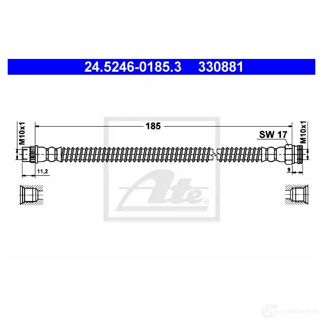 Тормозной шланг ATE 62684 24524601853 3 30881 14BPBB изображение 0