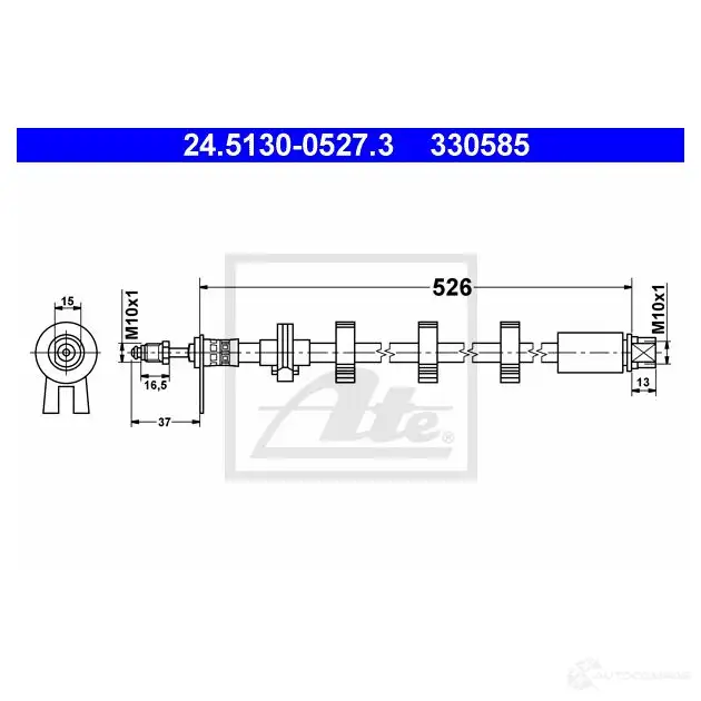 Тормозной шланг ATE 24513005273 WK8C05 330 585 62444 изображение 0